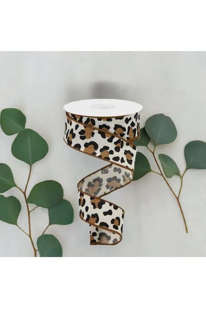 1.5" Fuzzy Leopard Print Ribbon: Natural (10 Yards)