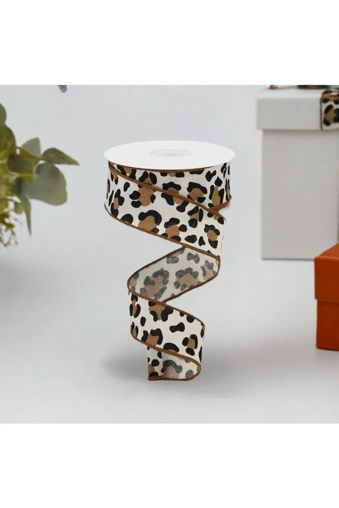 1.5" Fuzzy Leopard Print Ribbon: Natural (10 Yards)