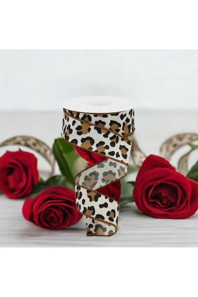 1.5" Fuzzy Leopard Print Ribbon: Natural (10 Yards)