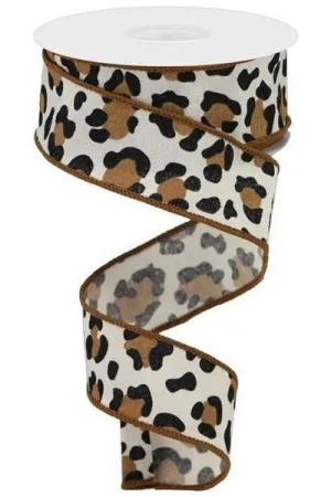 1.5" Fuzzy Leopard Print Ribbon: Natural (10 Yards)
