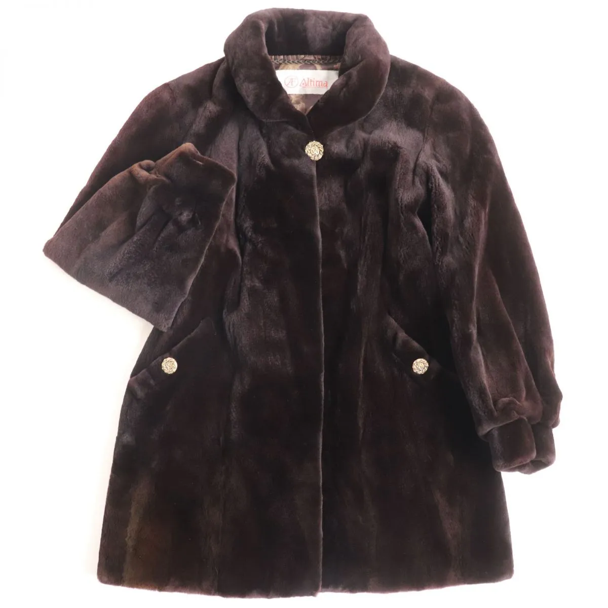 Altima Saga Sheared Mink Fur Coat, Dark Brown