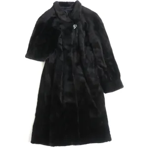 American Ultra Mink Real Fur Long Coat Black