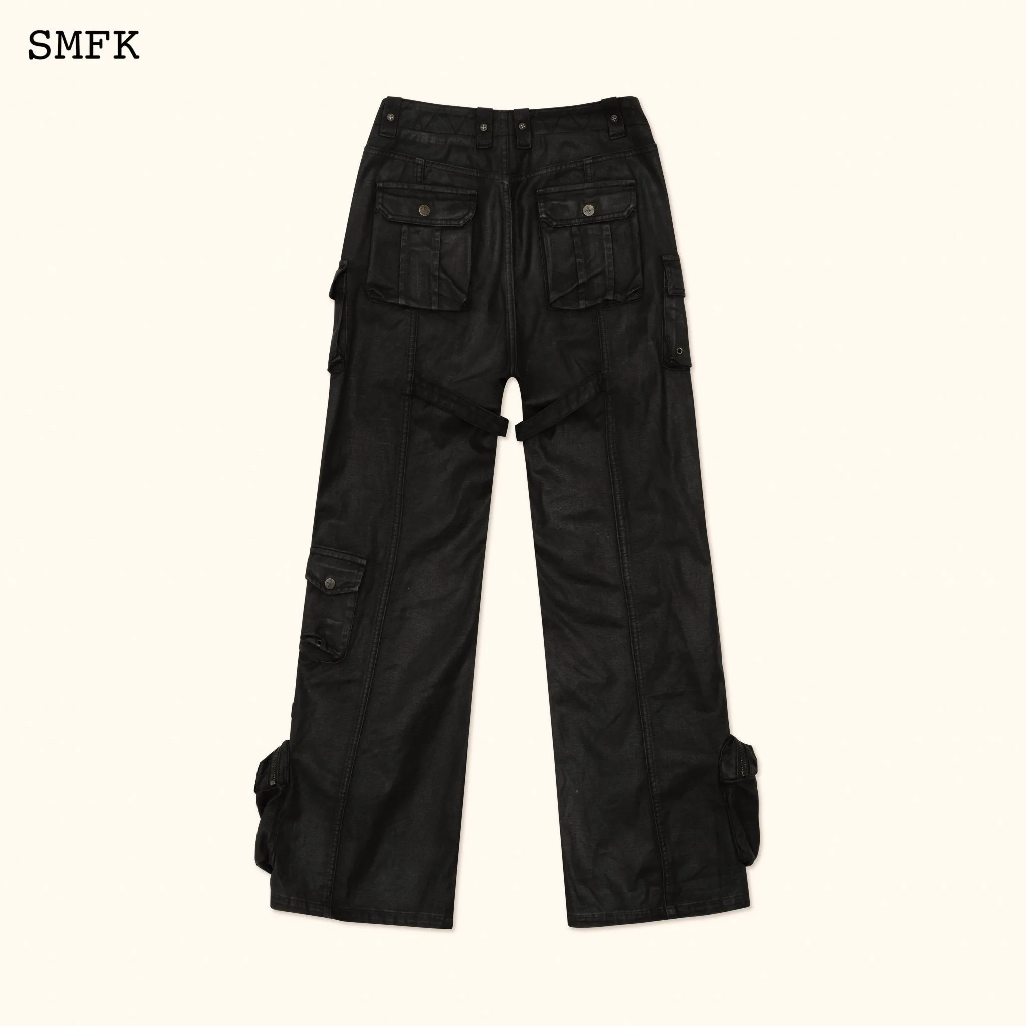 Ancient Myth Black Panther Waxed Flared Pants