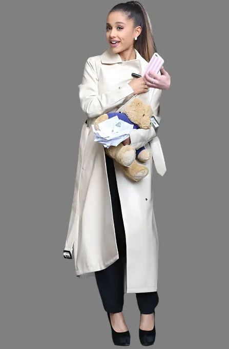 ARIANA GRANDE Off White Leather Coat Trench