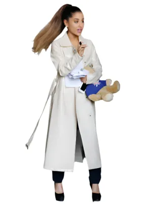 ARIANA GRANDE Off White Leather Coat Trench