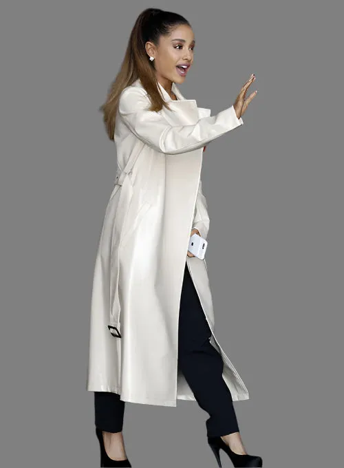 ARIANA GRANDE Off White Leather Coat Trench