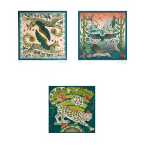 Art Print Trio - Snow Leopard, Lynx, Frontier - 16x16