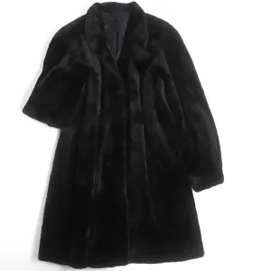 Black Jewel Mink Real Fur Semi-Long Coat