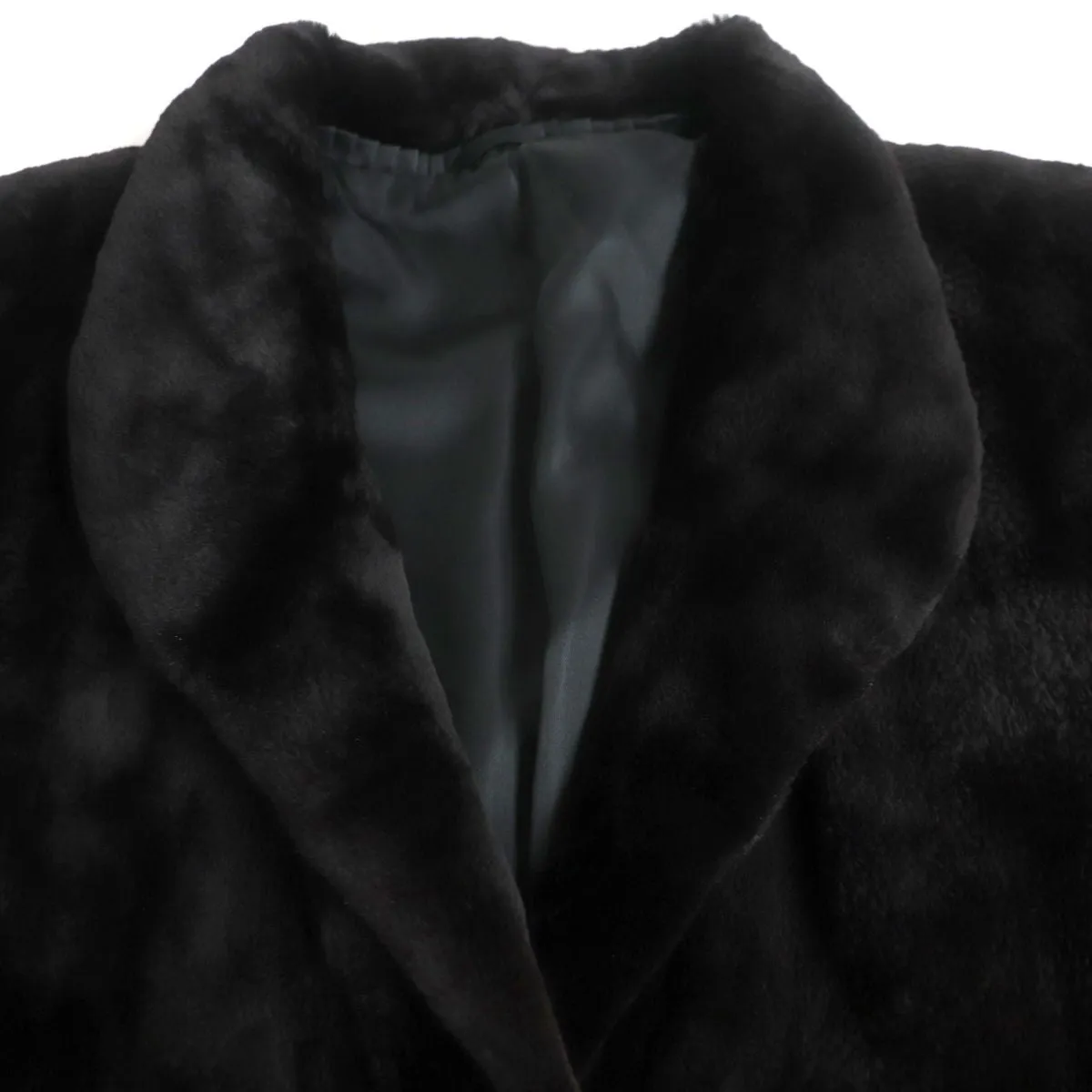 Black Jewel Mink Real Fur Semi-Long Coat