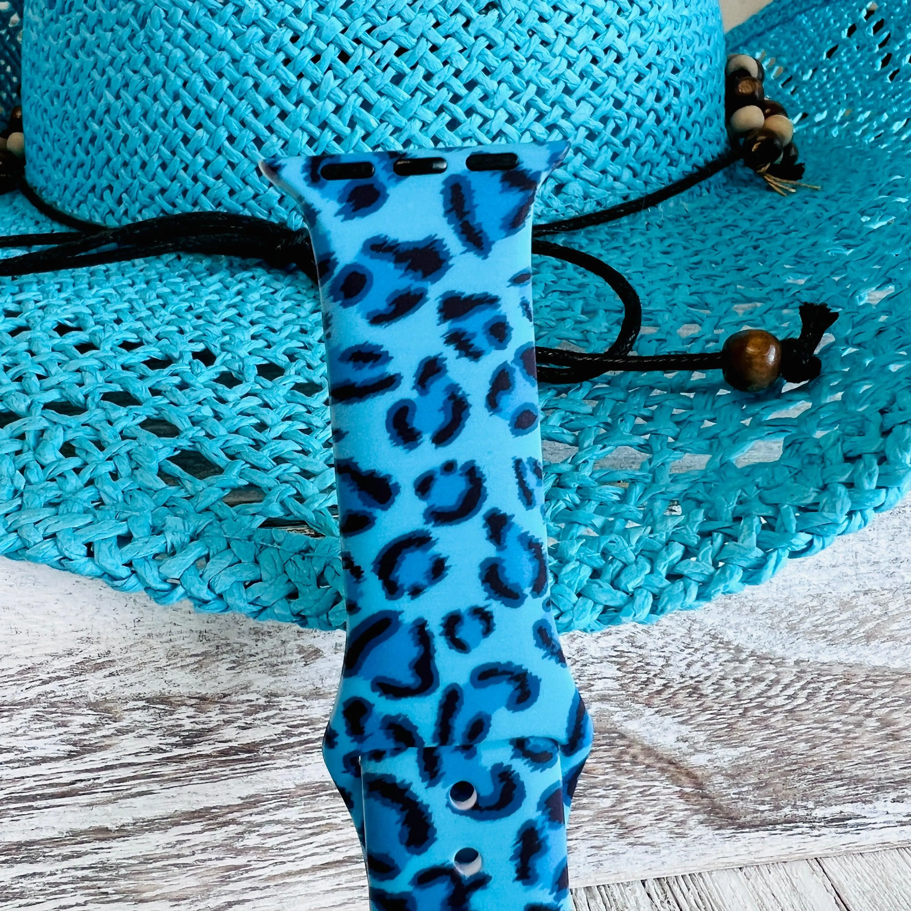 Blue Leopard Print Silicone Band For Apple Watch