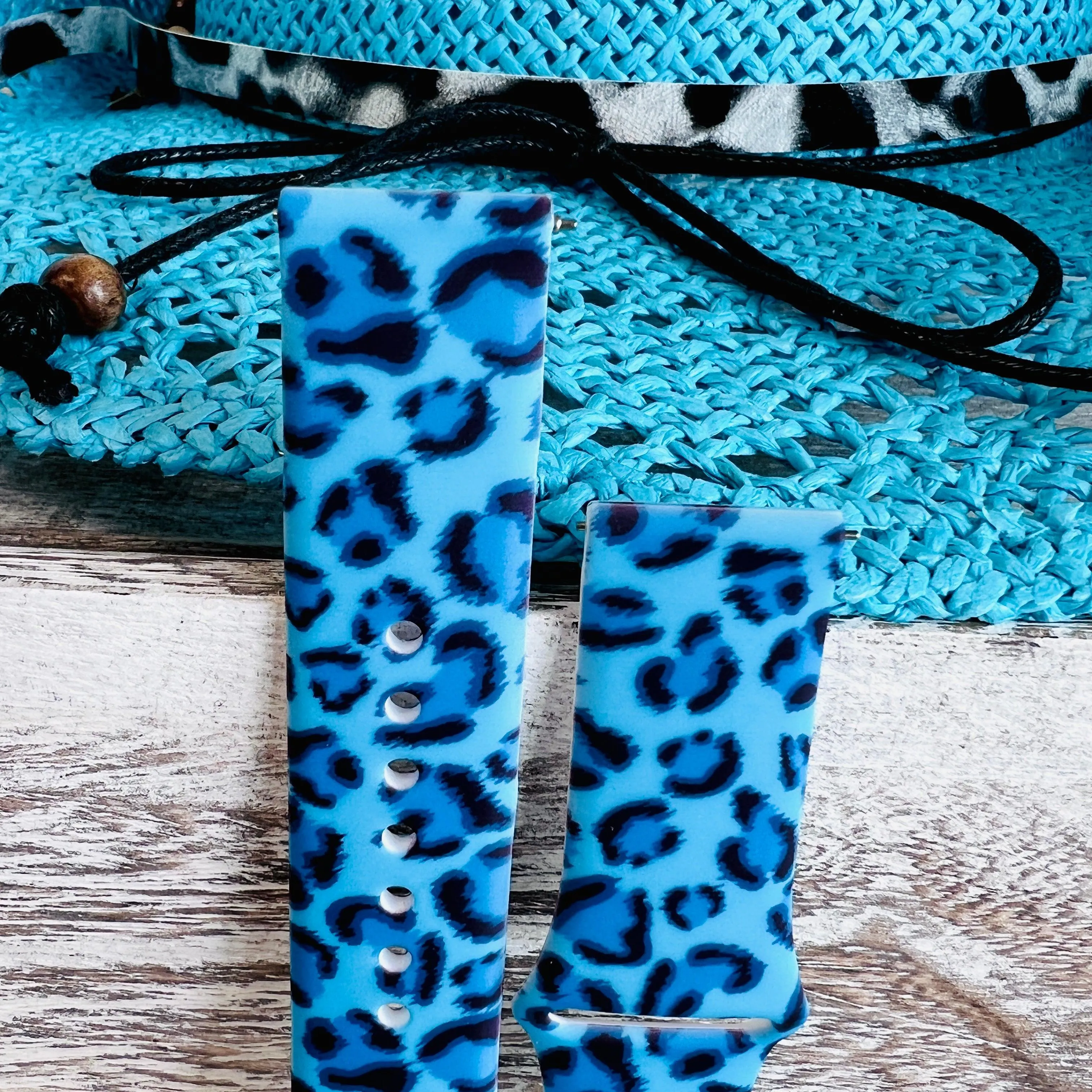 Blue Leopard Print Silicone Band For Apple Watch