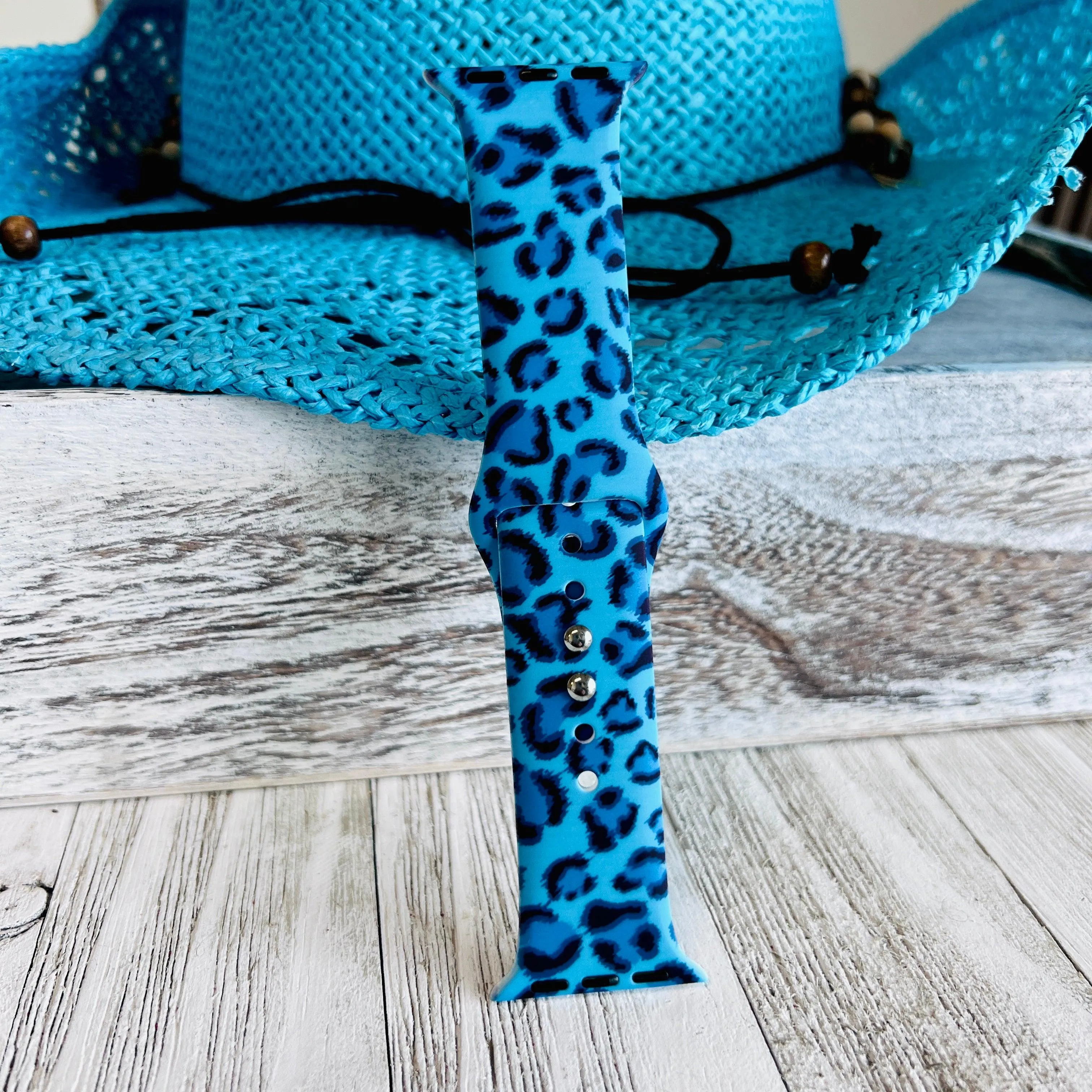 Blue Leopard Print Silicone Band For Apple Watch