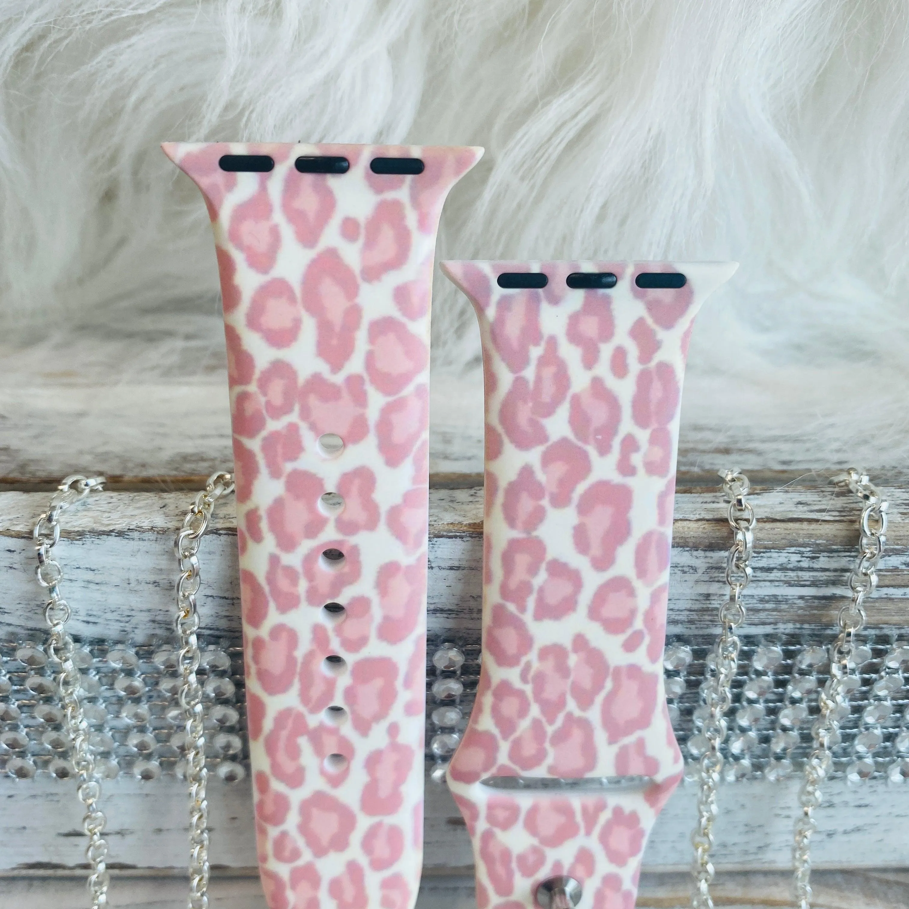 Blush Leopard Print Silicone Band For Apple Watch