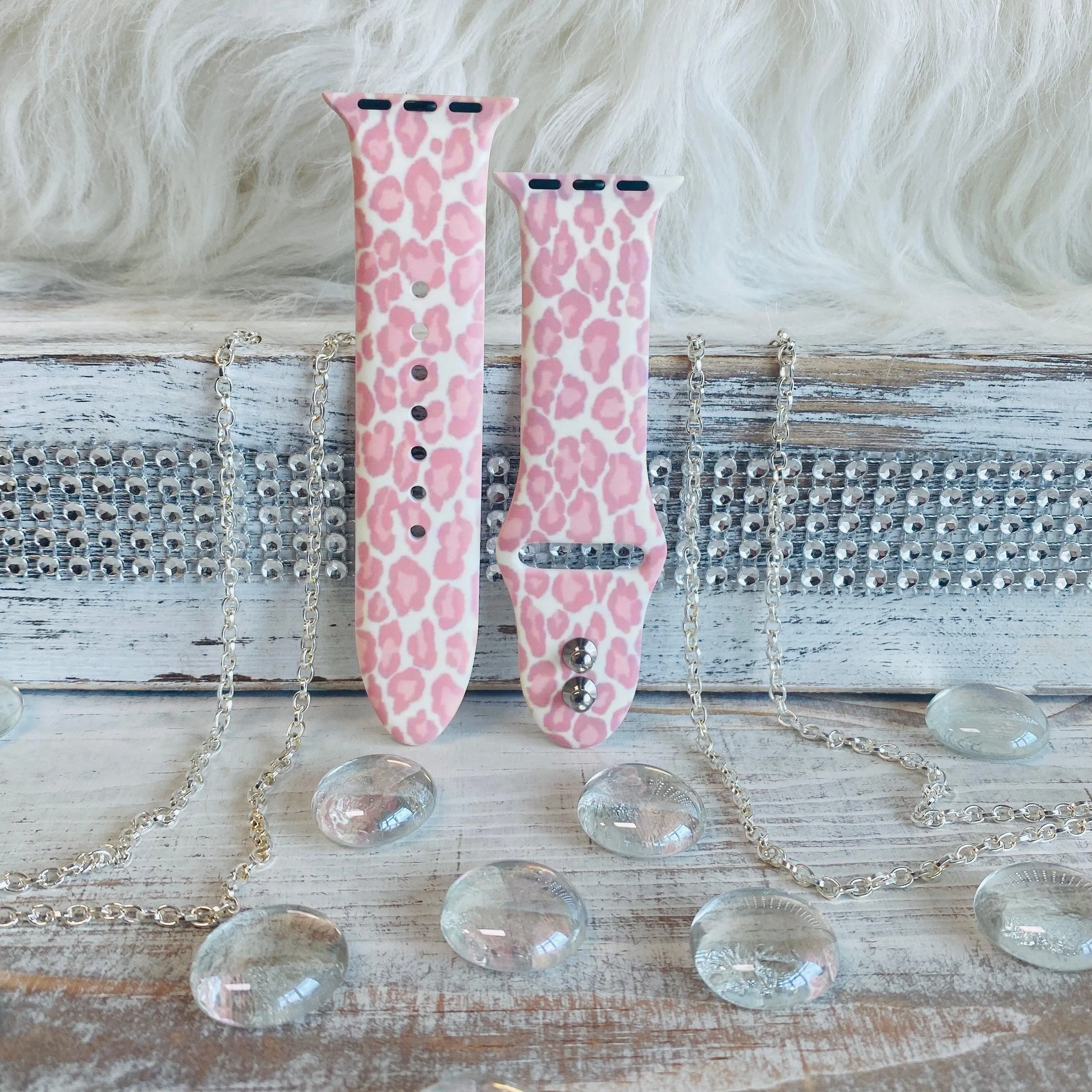 Blush Leopard Print Silicone Band For Apple Watch