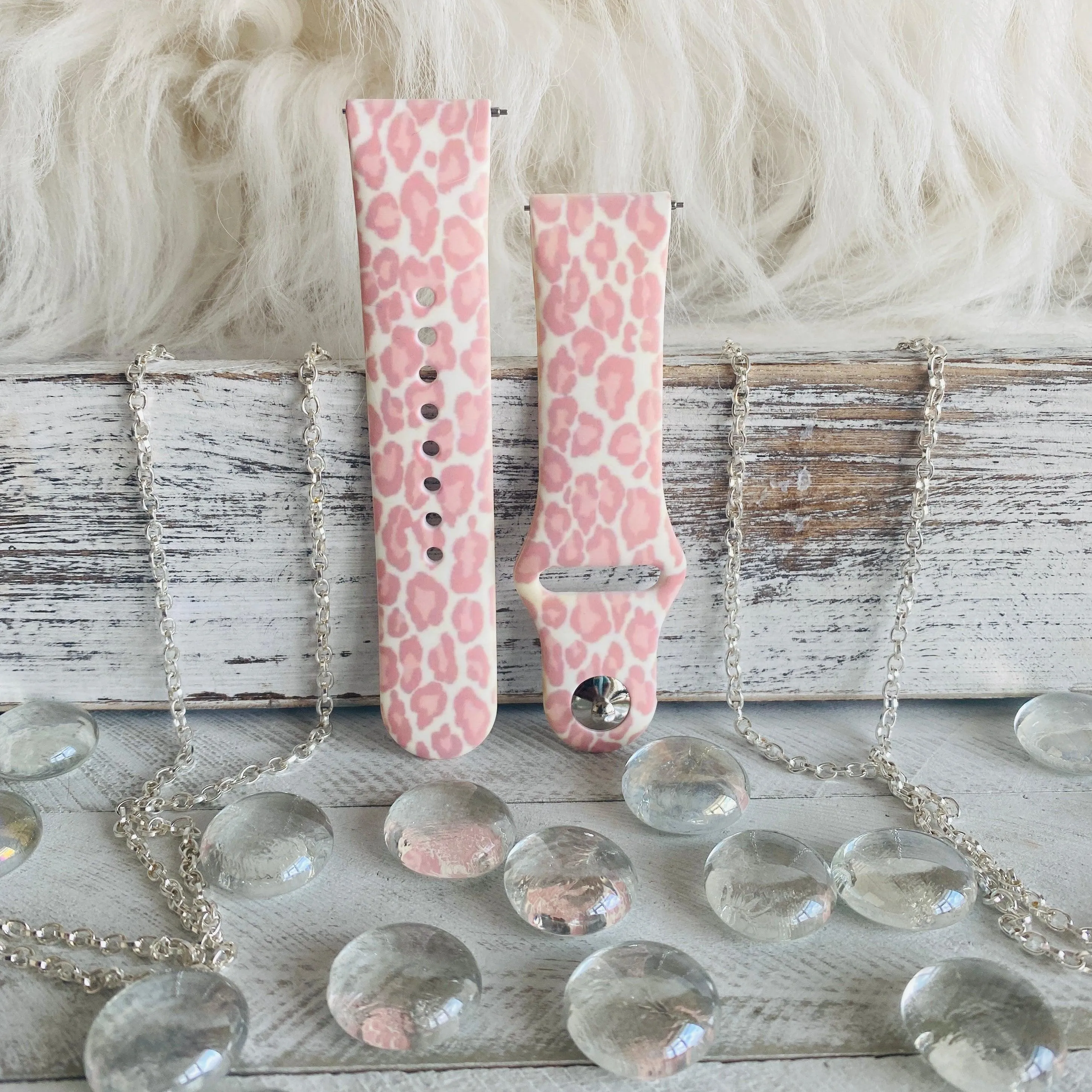 Blush Leopard Print Silicone Band For Fitbit Versa 1/2