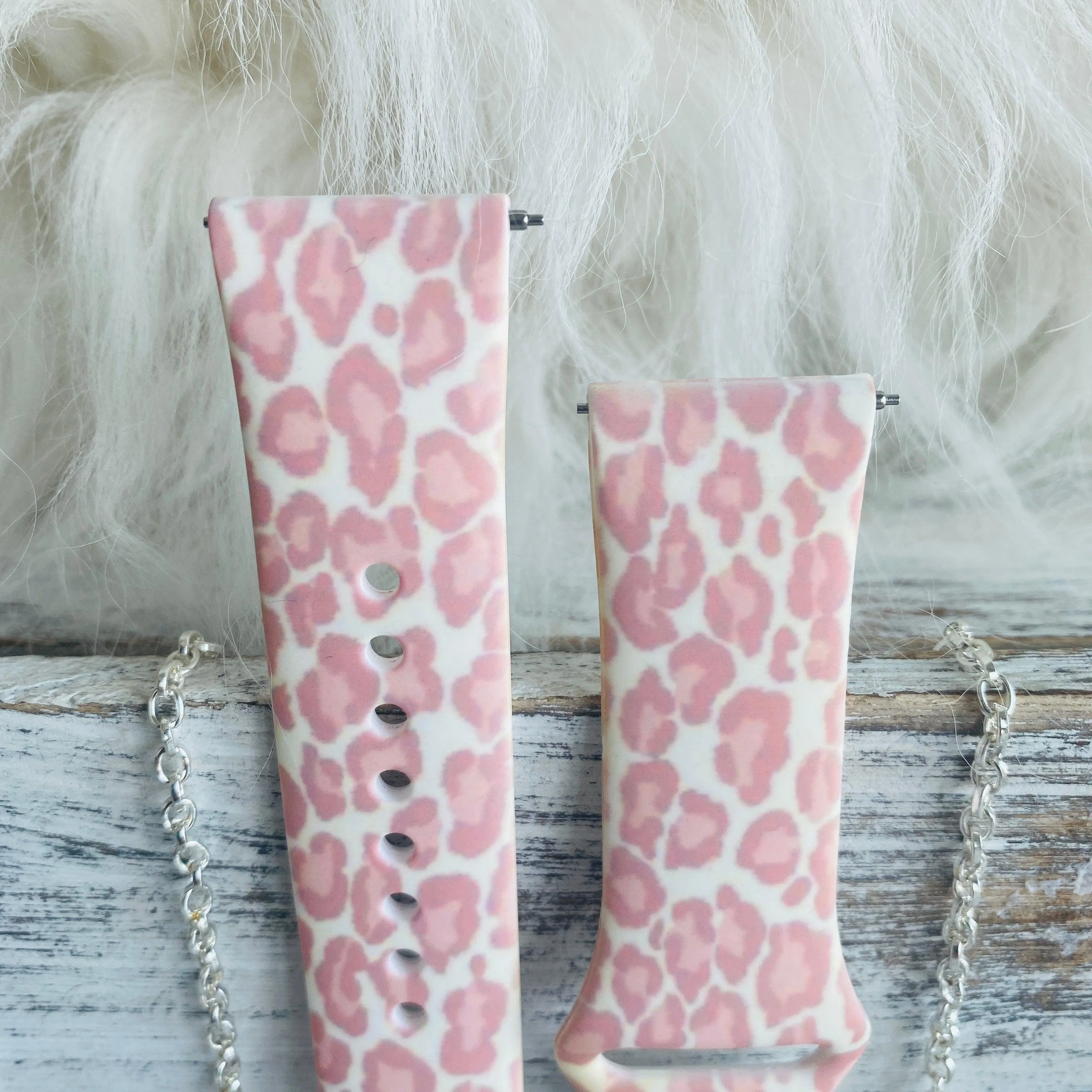 Blush Leopard Print Silicone Band For Fitbit Versa 1/2