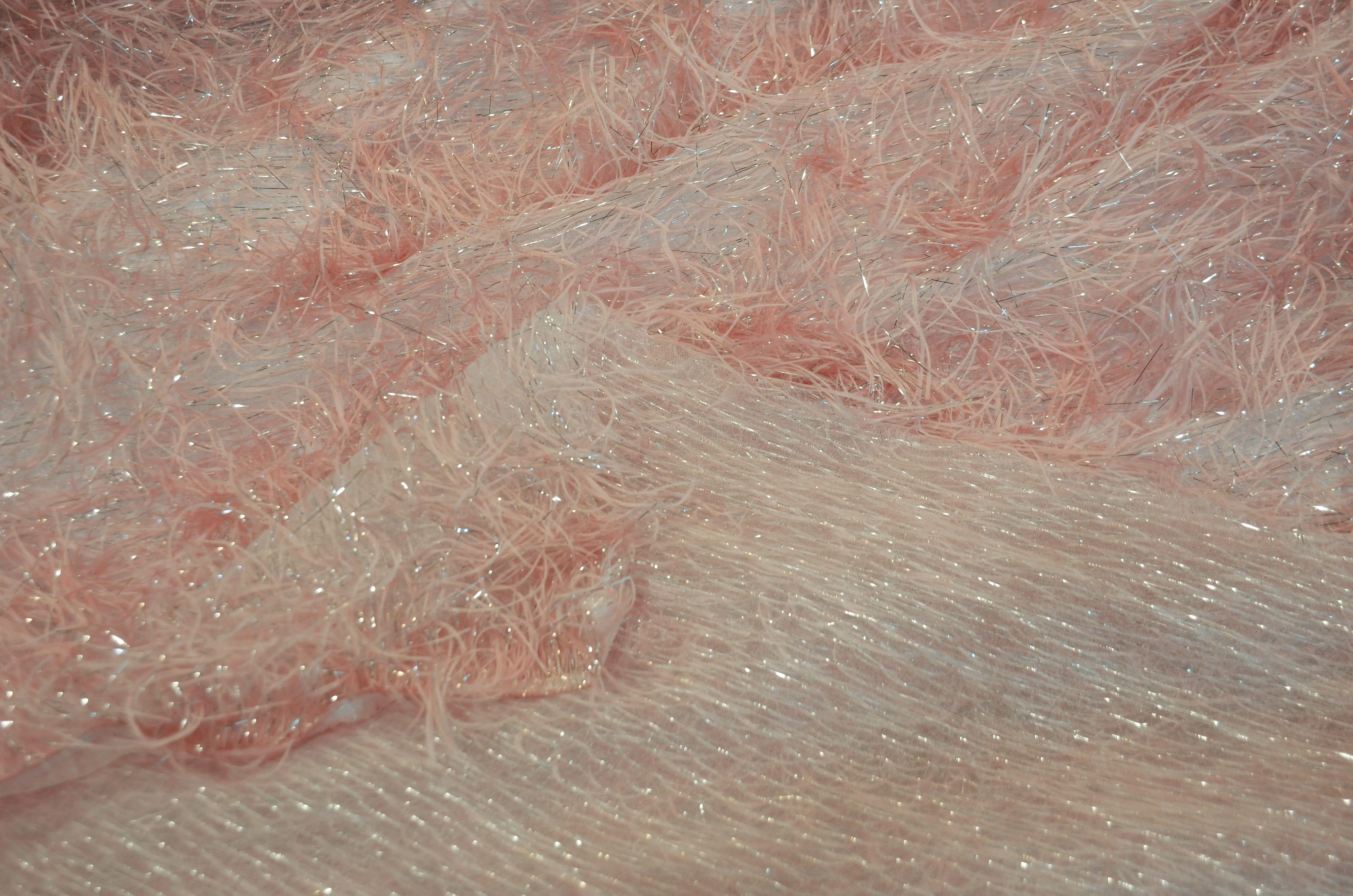 Blush Pink Shaggy Brocade | Blush Pink Metallic Eyelash Fabric | Pink Uragiri Lame | Non Stretch Lurex for Costume, Cosplay Top Dress, Apparel Fabric