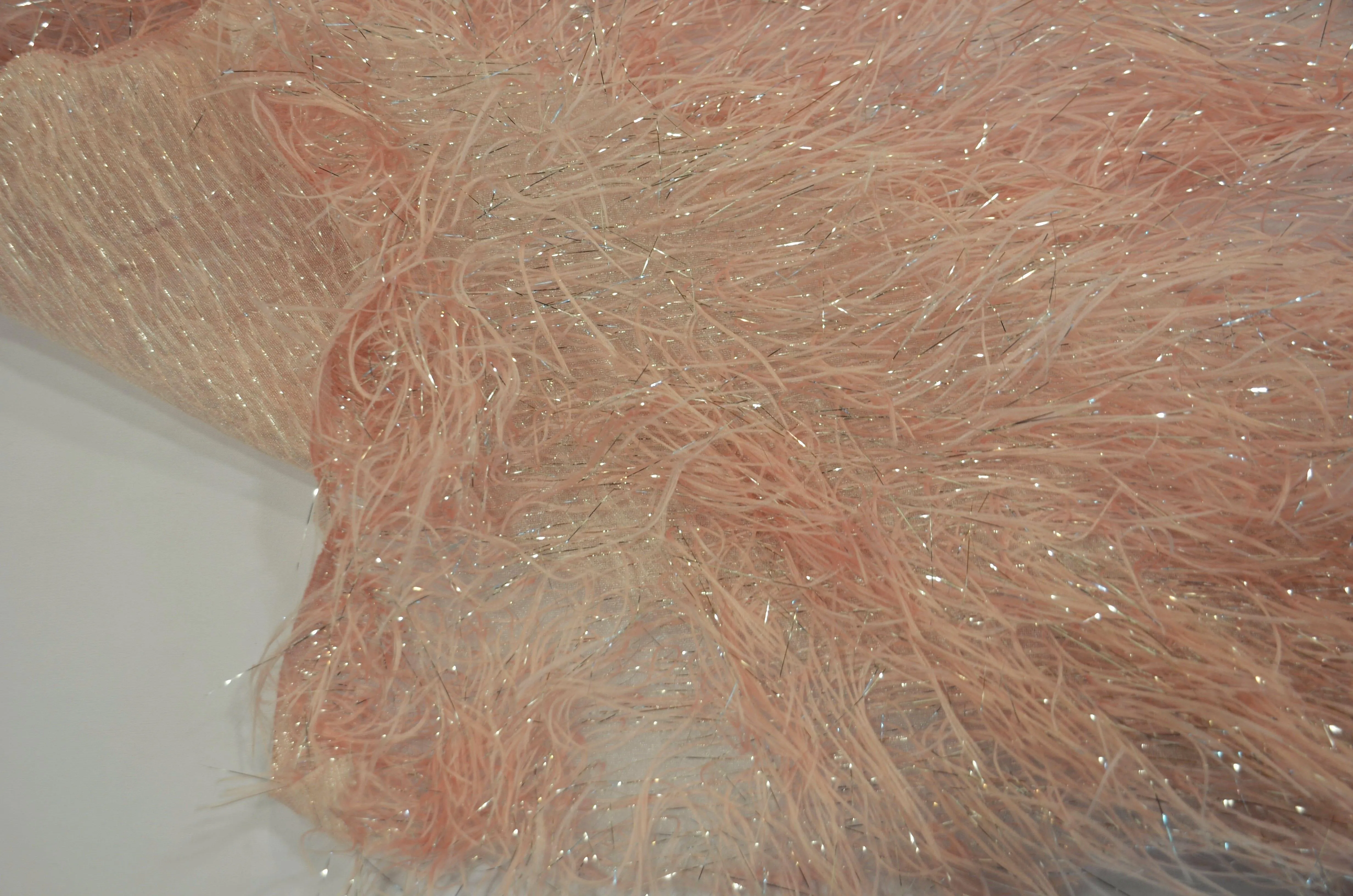 Blush Pink Shaggy Brocade | Blush Pink Metallic Eyelash Fabric | Pink Uragiri Lame | Non Stretch Lurex for Costume, Cosplay Top Dress, Apparel Fabric