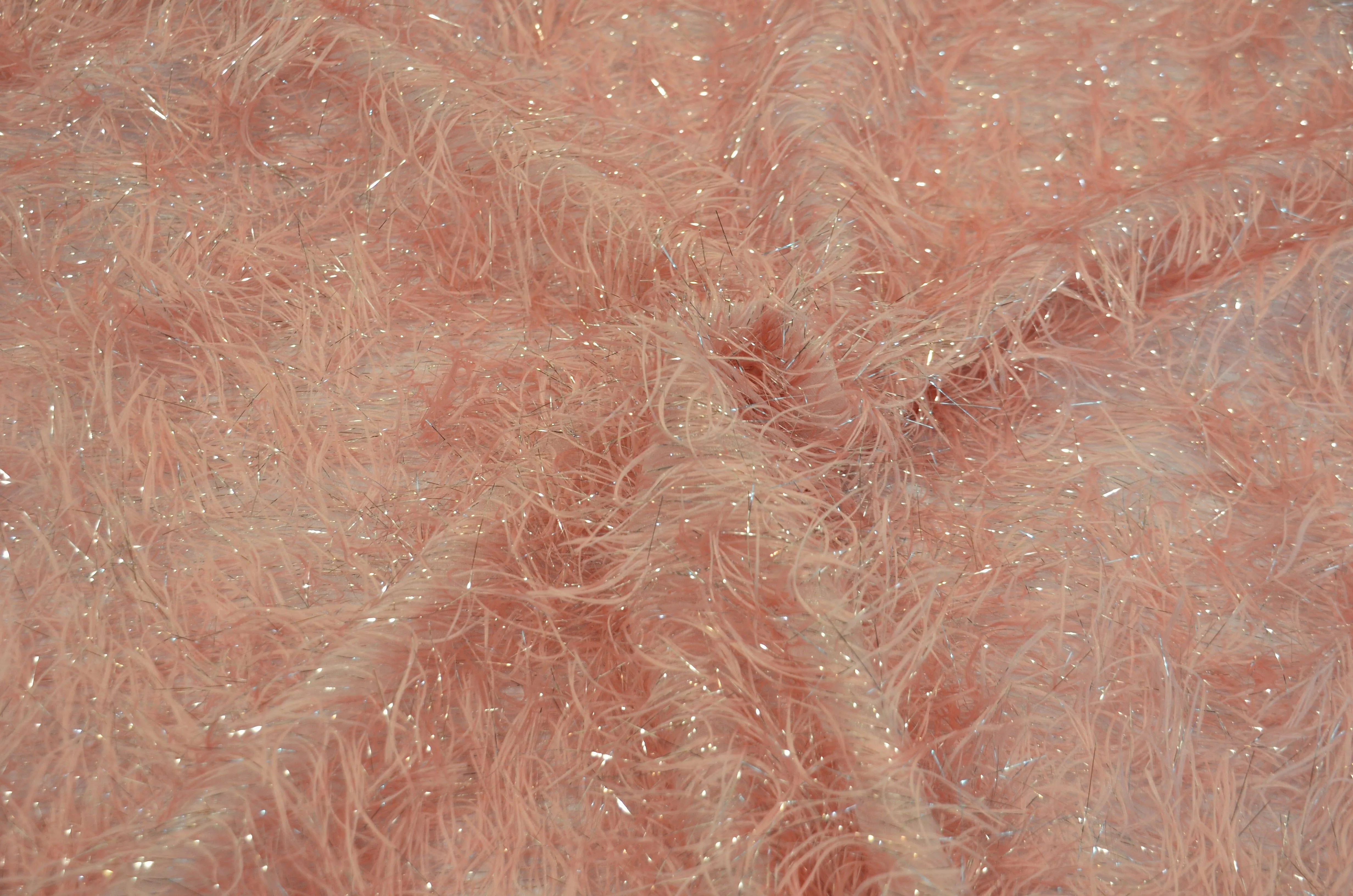 Blush Pink Shaggy Brocade | Blush Pink Metallic Eyelash Fabric | Pink Uragiri Lame | Non Stretch Lurex for Costume, Cosplay Top Dress, Apparel Fabric