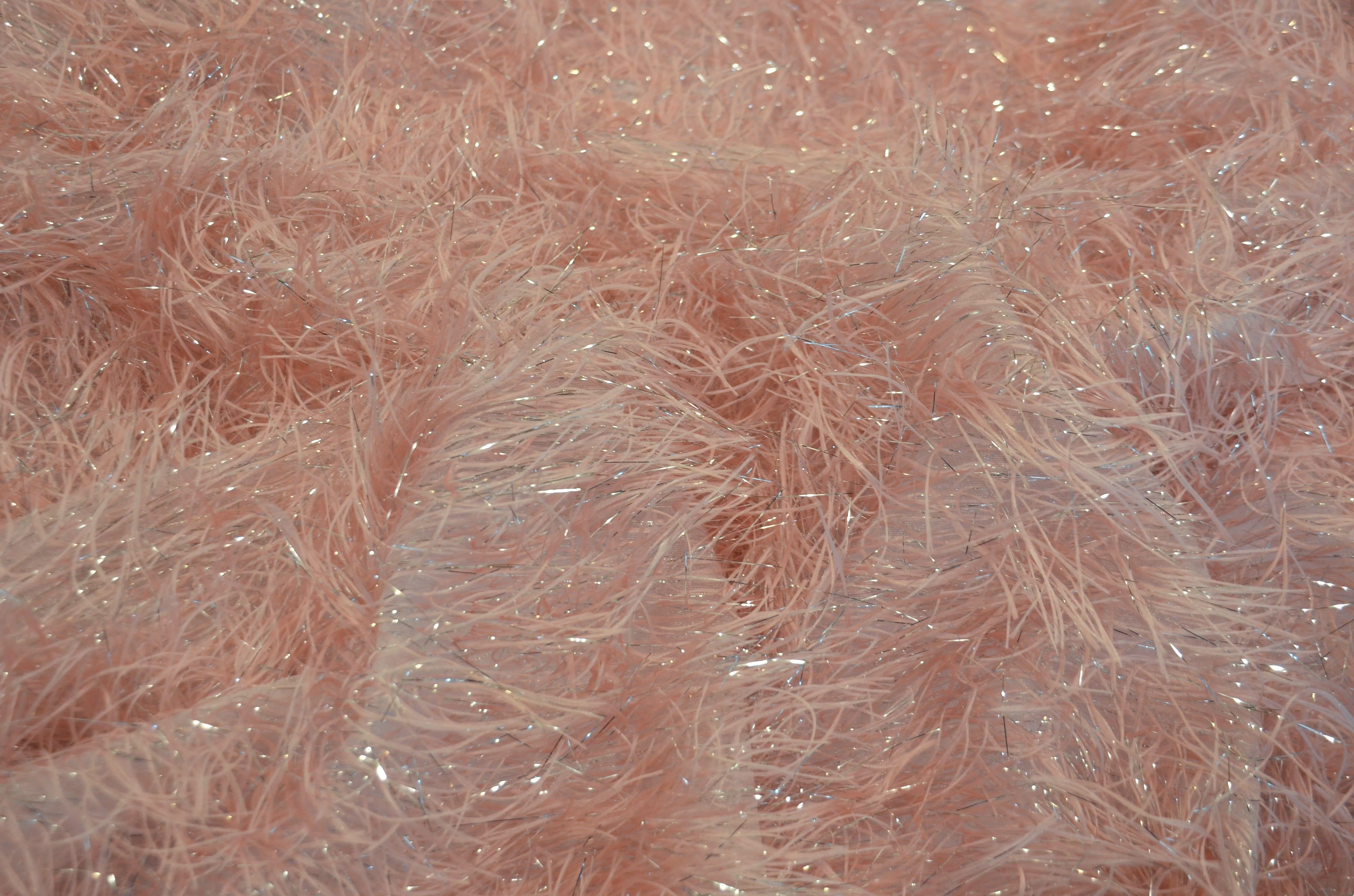 Blush Pink Shaggy Brocade | Blush Pink Metallic Eyelash Fabric | Pink Uragiri Lame | Non Stretch Lurex for Costume, Cosplay Top Dress, Apparel Fabric