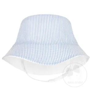 Boys Reversible Light Blue Seersucker Sun Hat