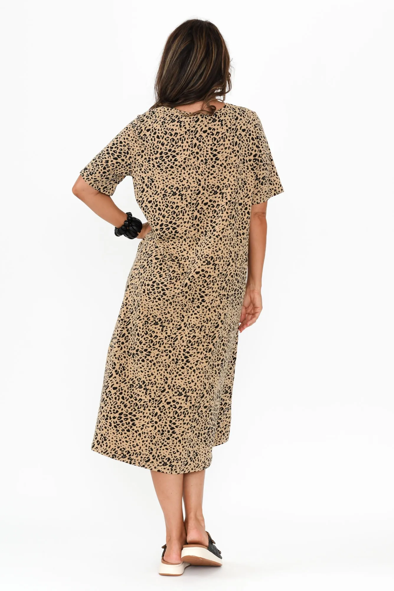 Bronte Brown Leopard Cotton Tee Dress