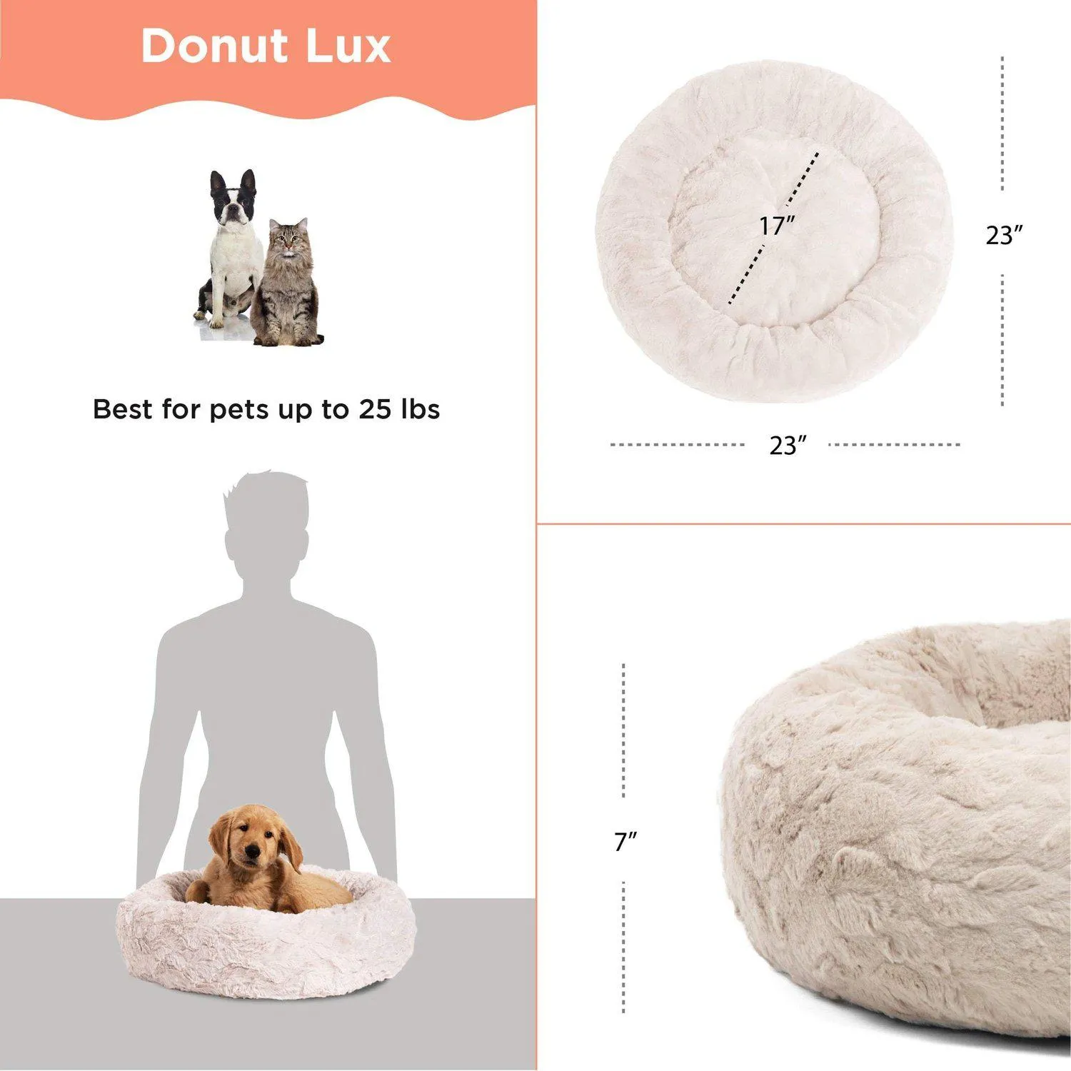 Calming Donut Bed in Lux Fur - 23"x23"