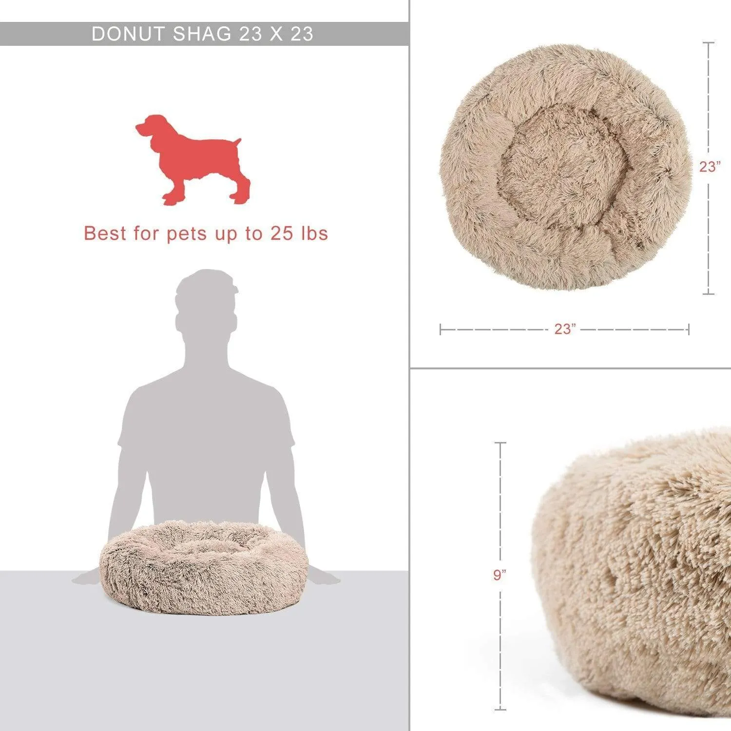 Calming Shag Vegan Fur Donut Cuddler - 23"x23"