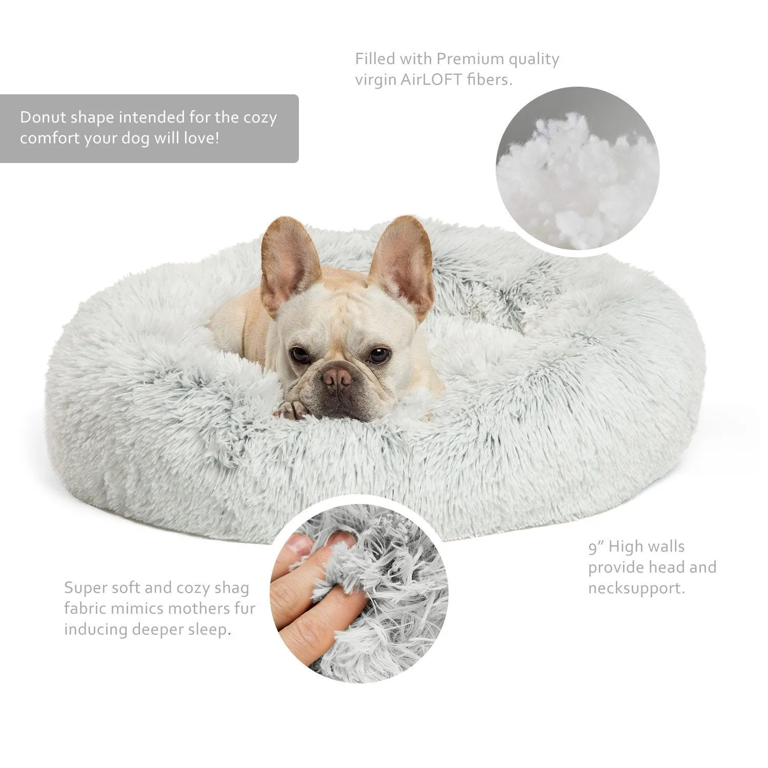 Calming Shag Vegan Fur Donut Cuddler - 23"x23"