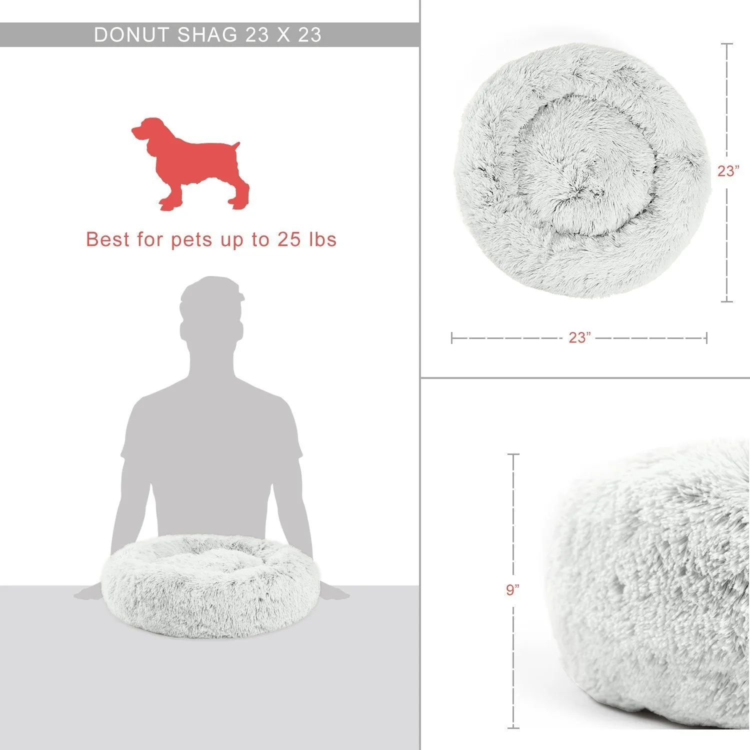 Calming Shag Vegan Fur Donut Cuddler - 23"x23"