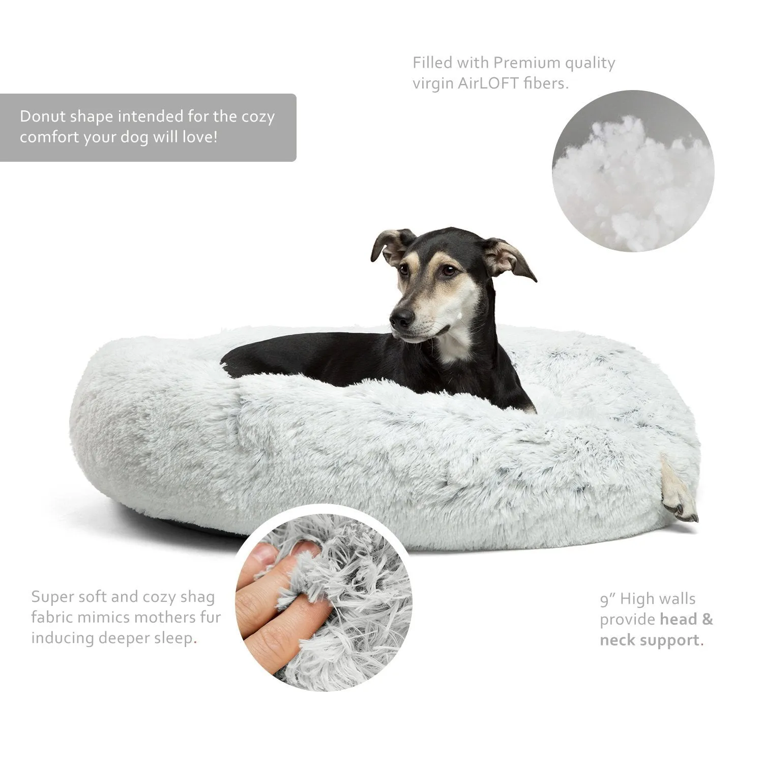 Calming Shag Vegan Fur Donut Cuddler -  36"x36"