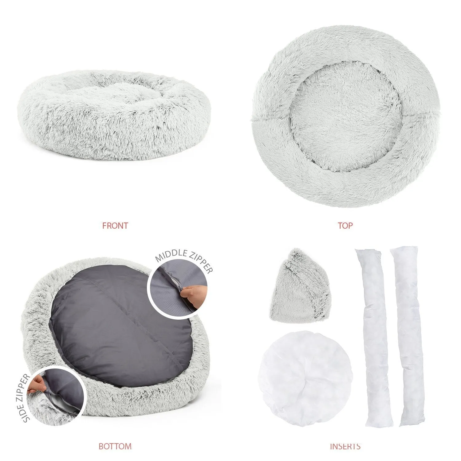 Calming Shag Vegan Fur Donut Cuddler -  36"x36"