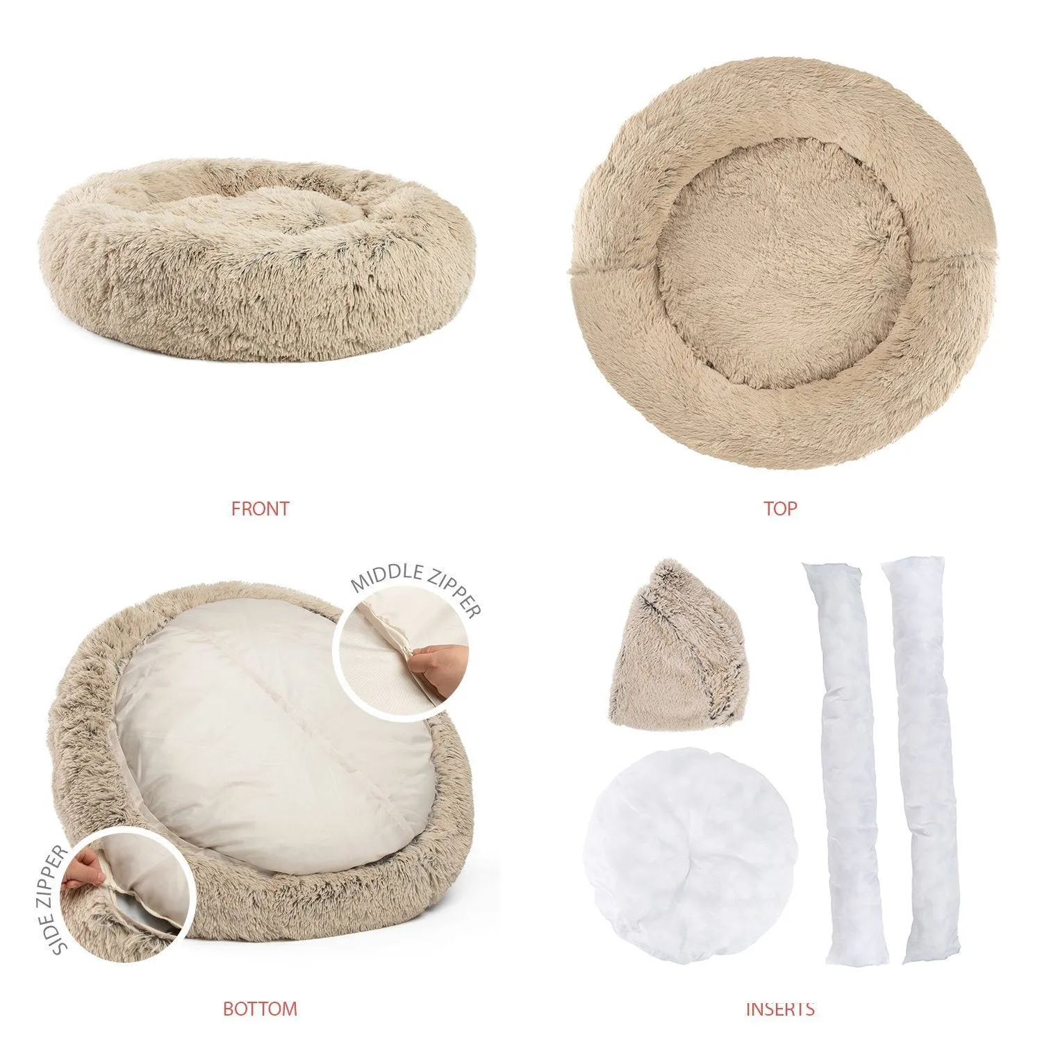 Calming Shag Vegan Fur Donut Cuddler -  36"x36"