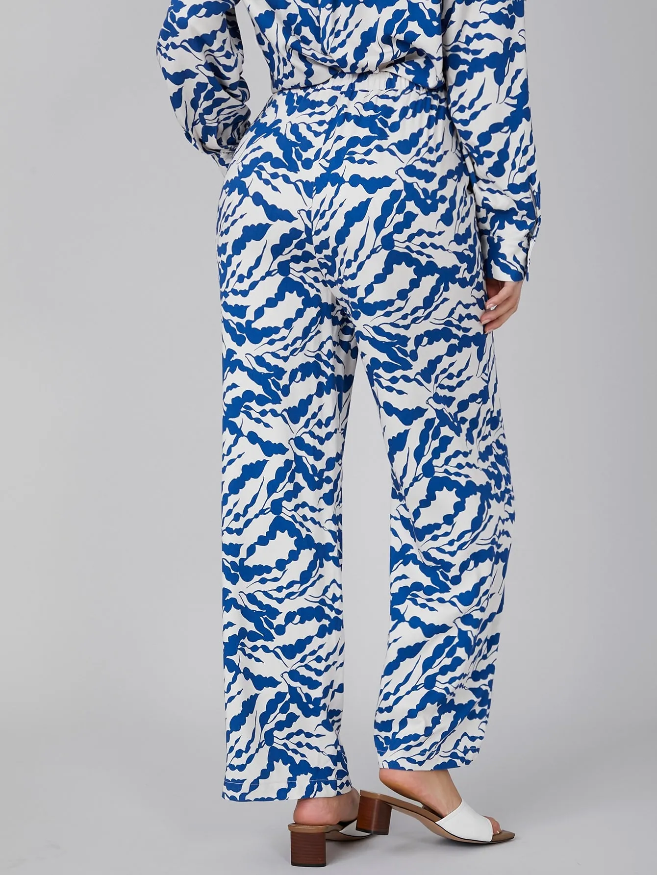 Casual All Over Print Pocket High Waist Long Women Pants