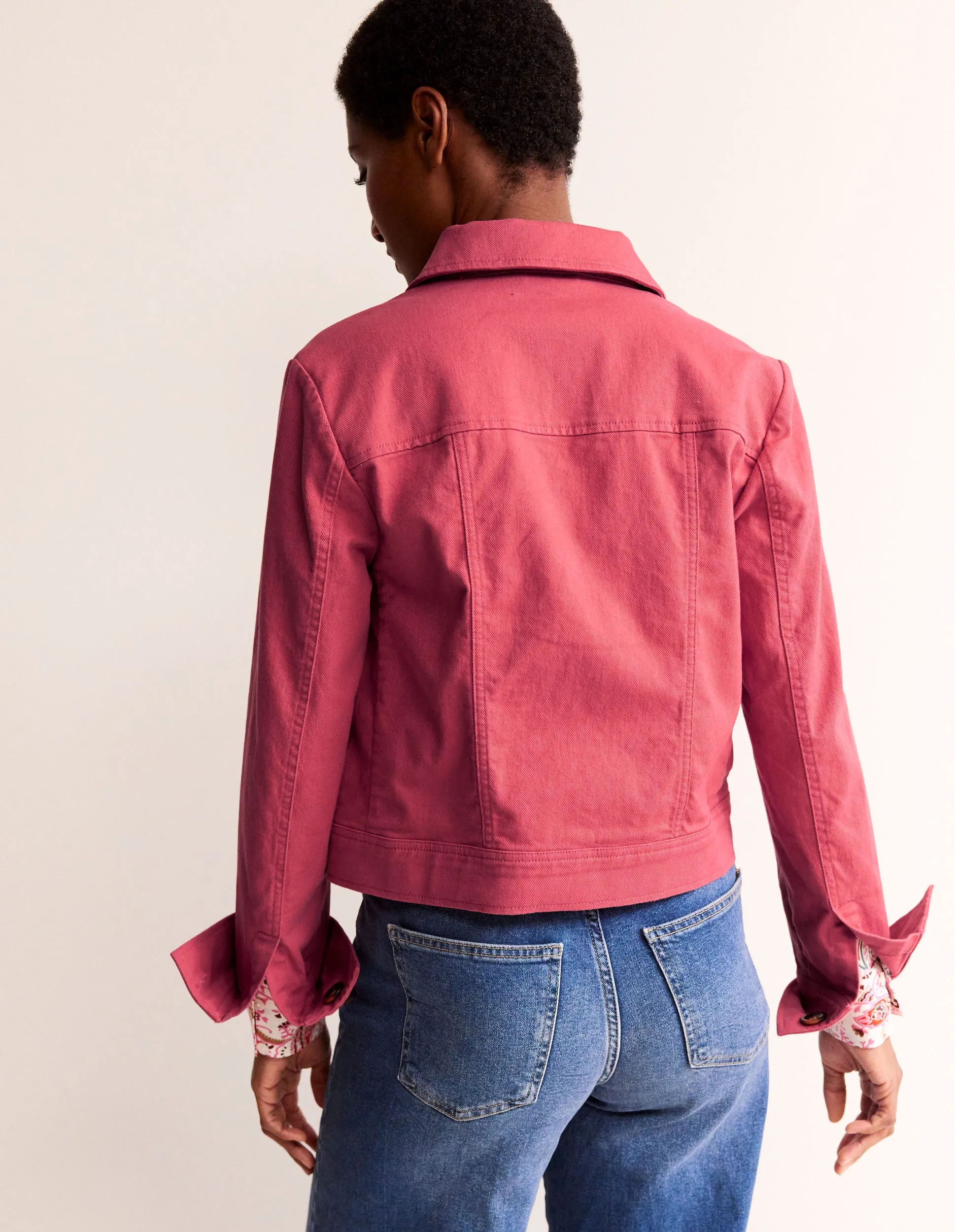 Casual Crop Jacket-Pink
