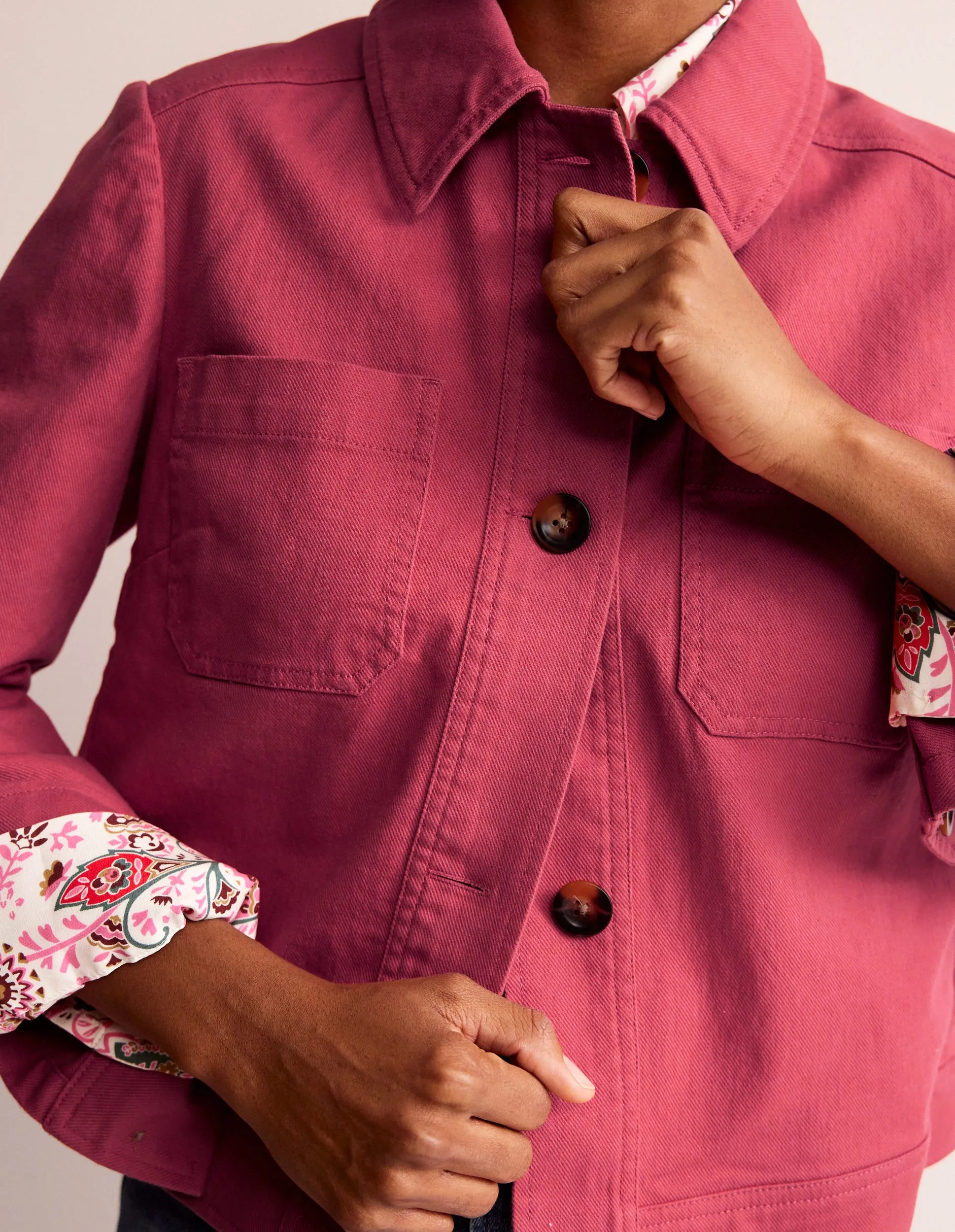 Casual Crop Jacket-Pink