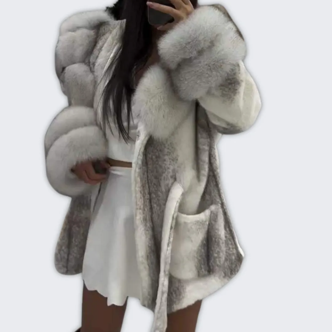 Chic Women's Faux Fur Lapel Coat for Stylish Warmth