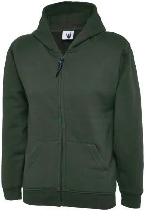 Childrens Classic Full Zip Hooded Sweatshirt | Bottle Green