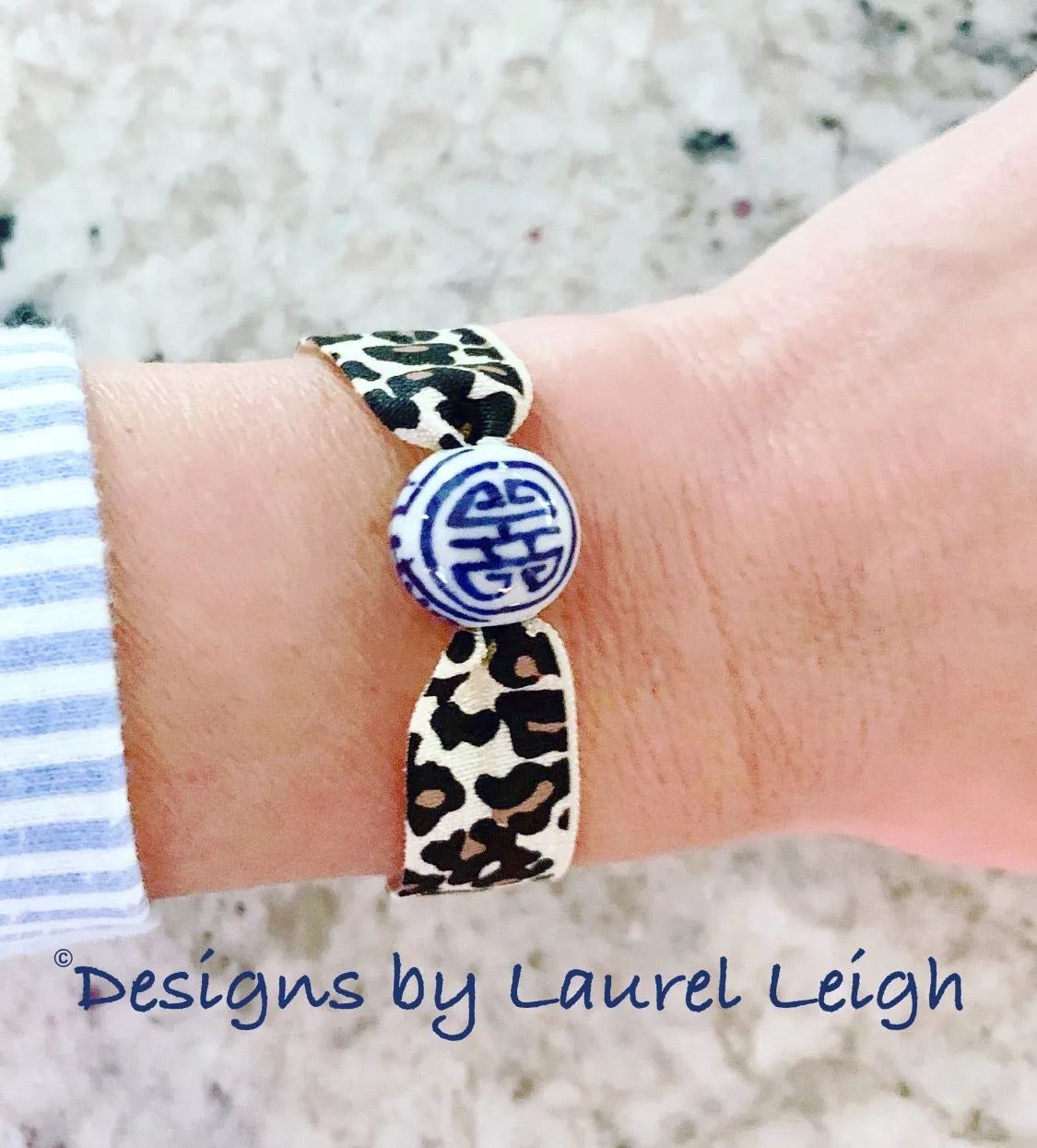 Chinoiserie Elastic Hair Ties- Set of 3 - Leopard Print