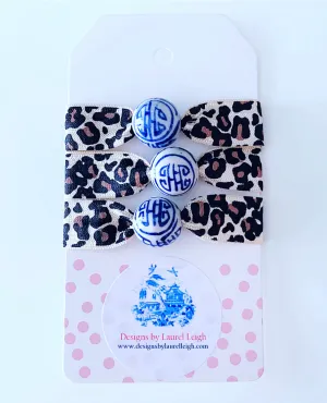 Chinoiserie Elastic Hair Ties- Set of 3 - Leopard Print