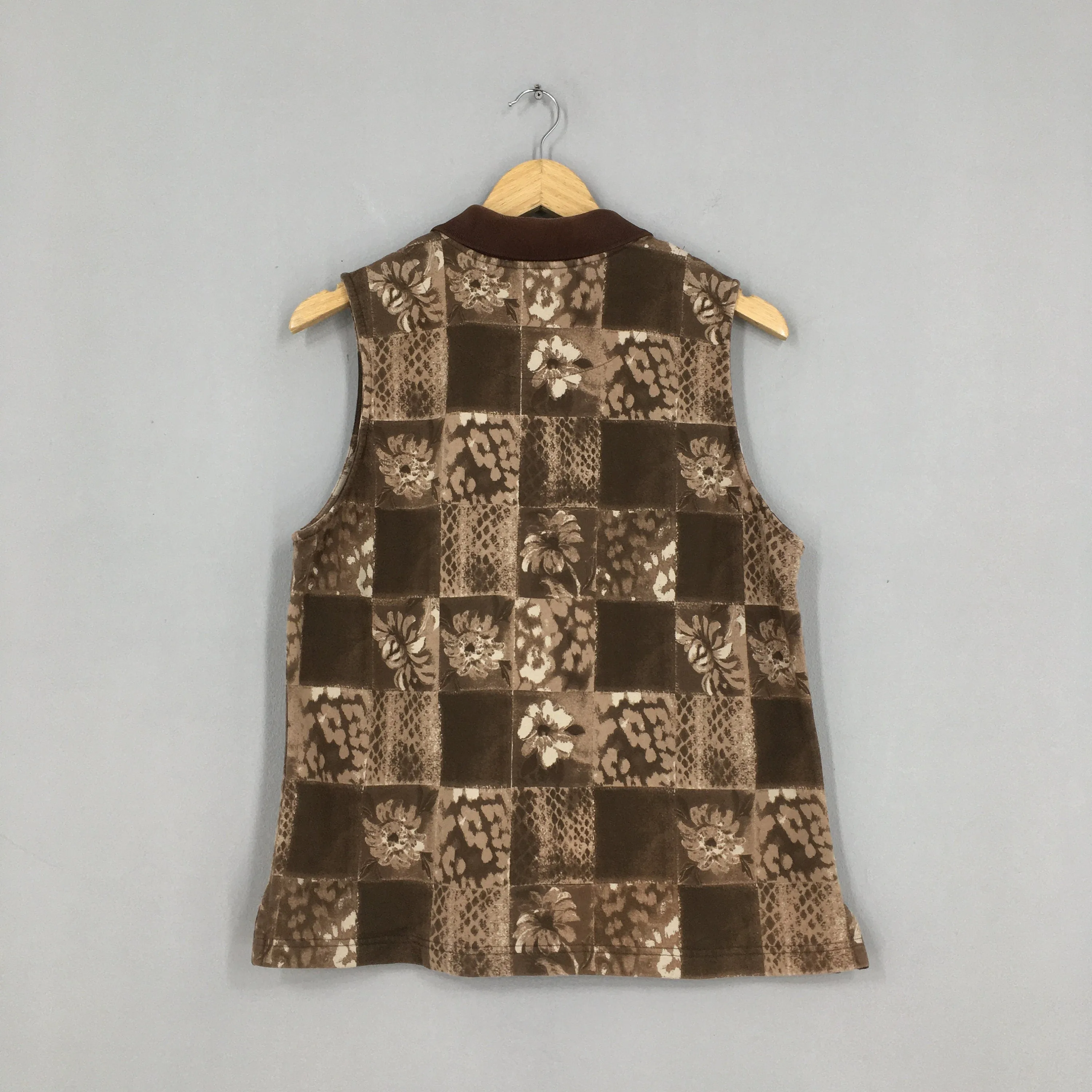 Christopher Banks Flowery Vest Brown Jacket Small