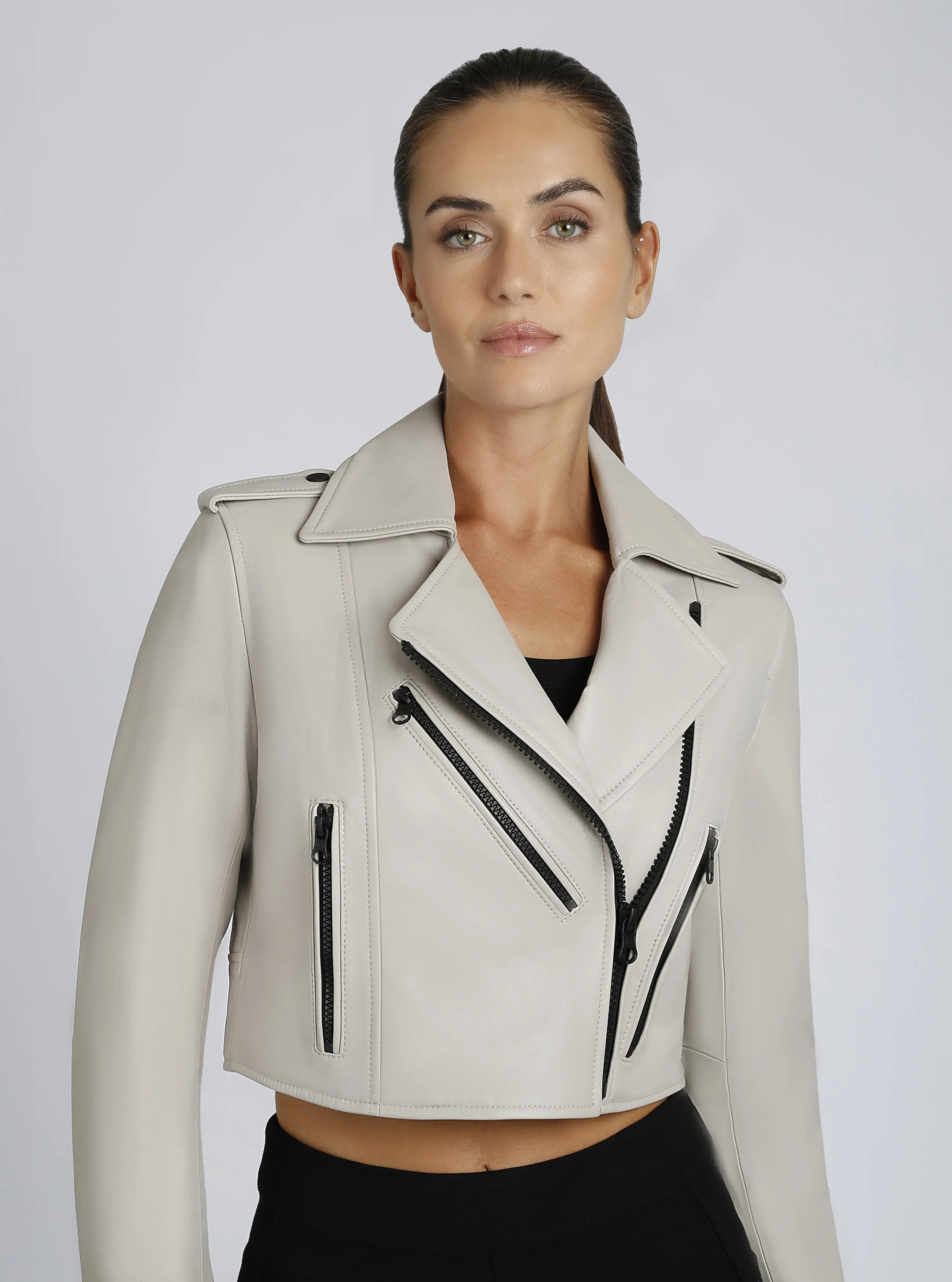 Cleo Cropped Leather Jacket