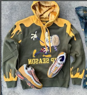 Contrasting color stitching personality casual loose fashion cartoon print hoodie