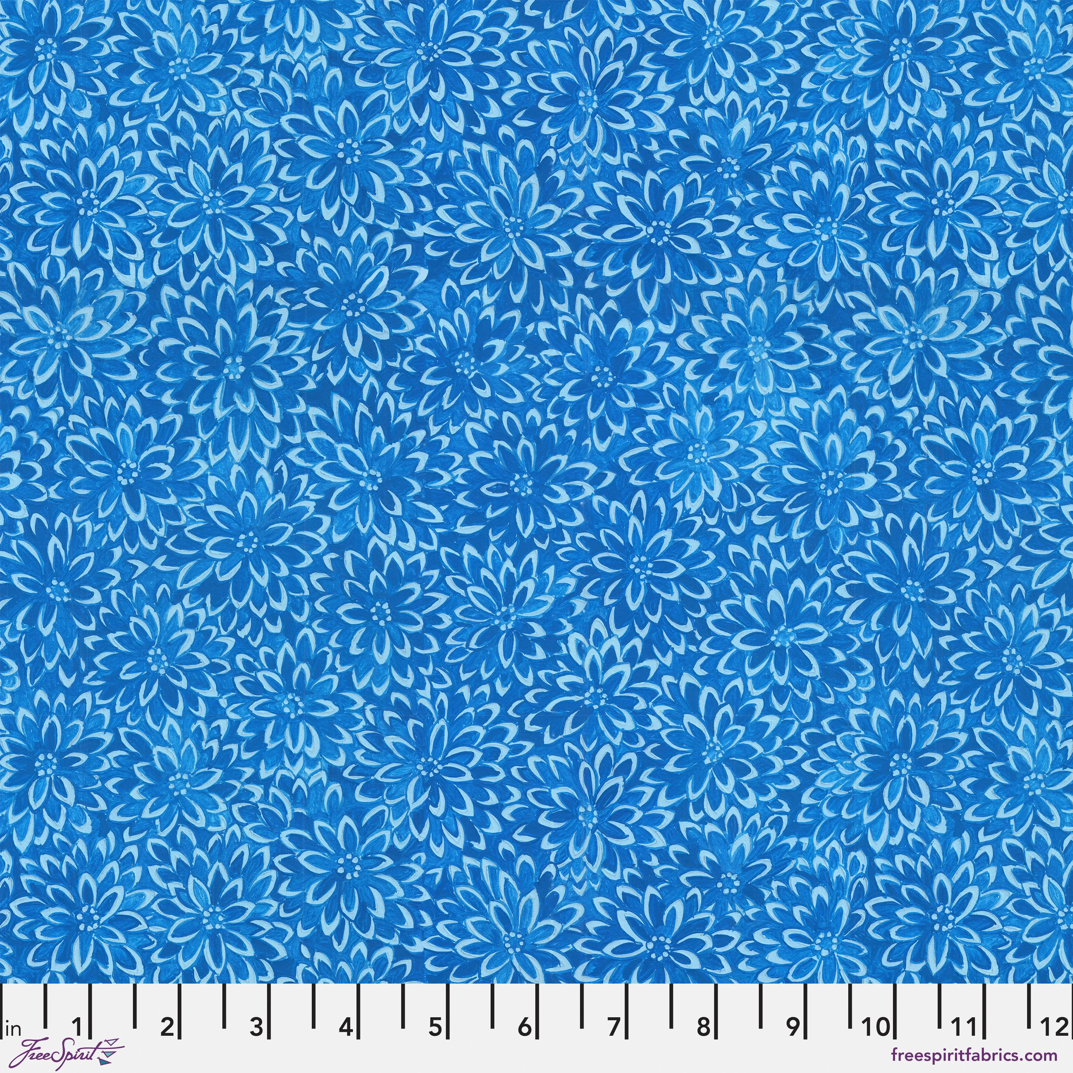 COTTAGE GARDEN  Chrysanthemum Carpet BLUE PWSL142 by Philip Jacobs SNOW LEOPARD) Priced per 25cm