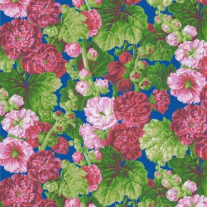 COTTAGE GARDEN  Hollyhock Delight BLUE PWSL138 by Philip Jacobs SNOW LEOPARD) Priced per 25cm