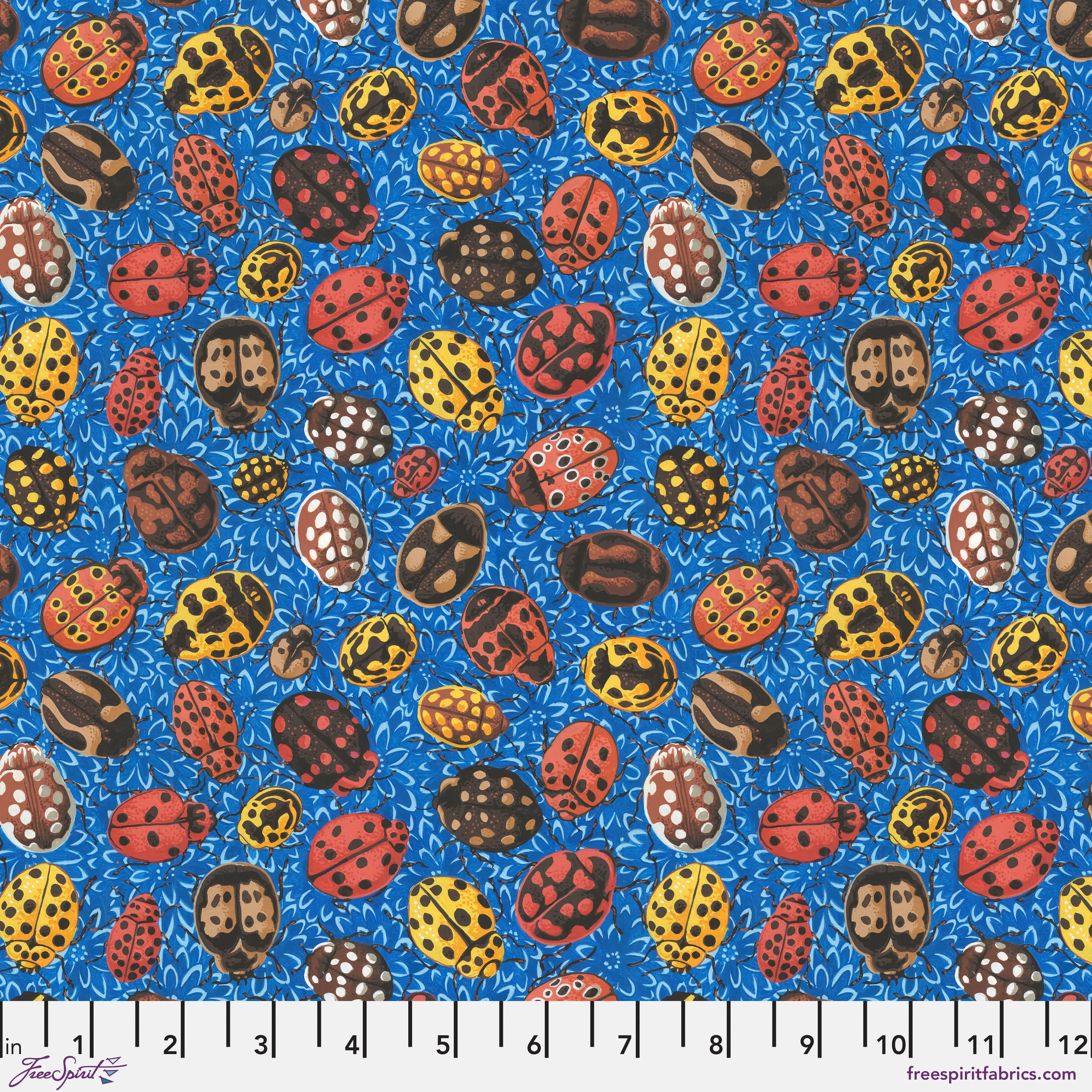 COTTAGE GARDEN  Ladybirds BLUE PWSL141 by Philip Jacobs SNOW LEOPARD) Priced per 25cm