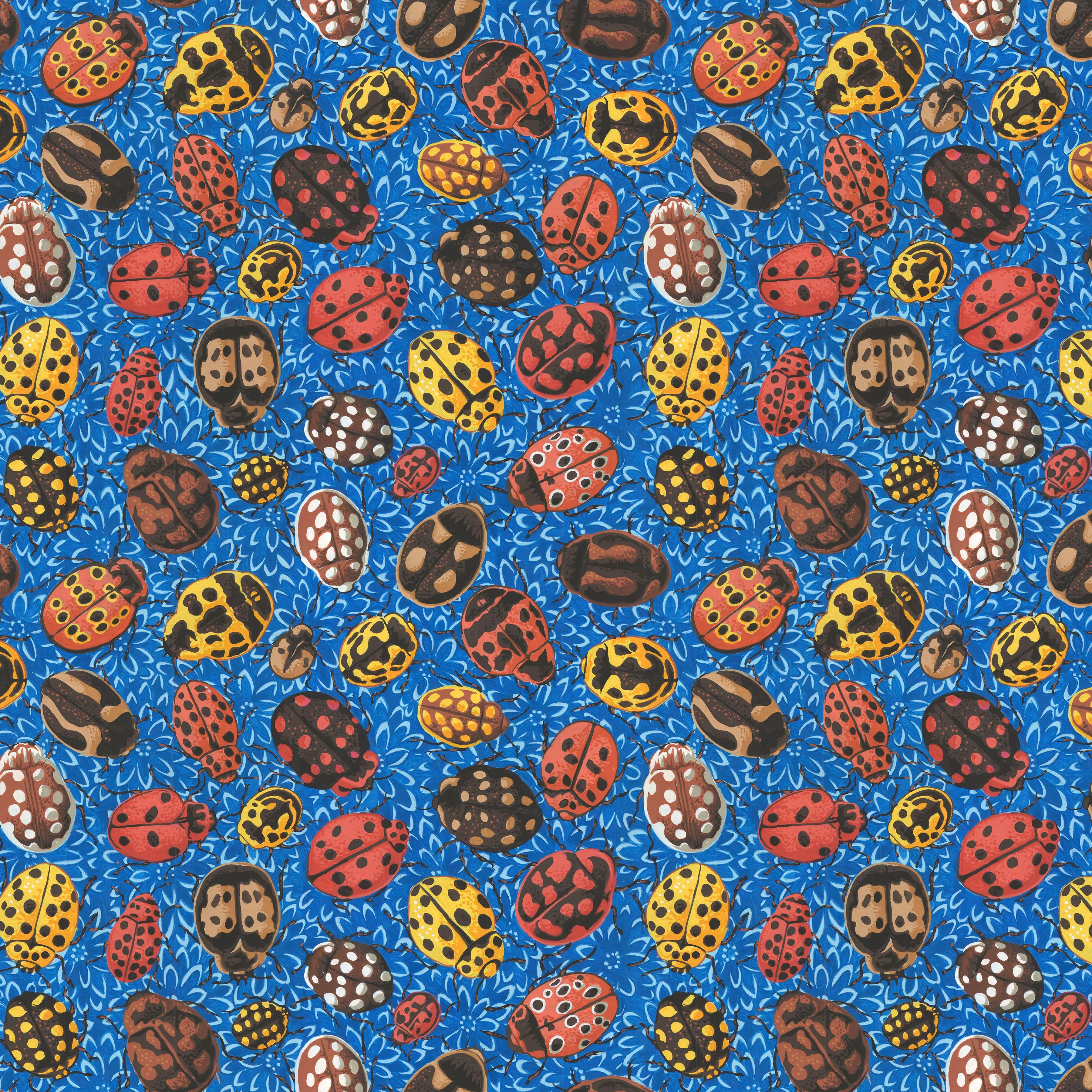 COTTAGE GARDEN  Ladybirds BLUE PWSL141 by Philip Jacobs SNOW LEOPARD) Priced per 25cm