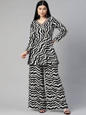 Cottinfab Women Printed Embellished Top with Palazzos