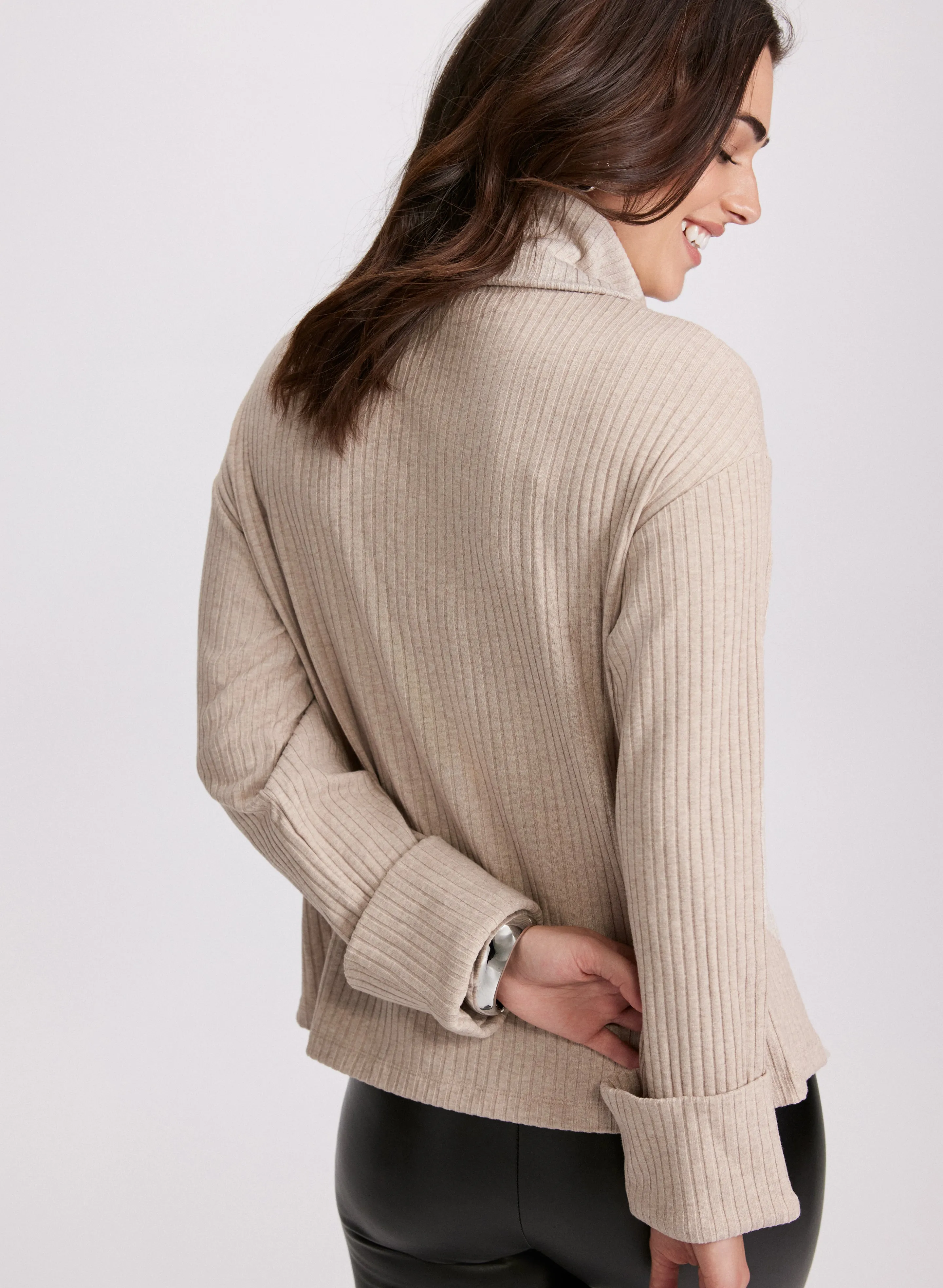 Cowl Neck Rib Knit Top