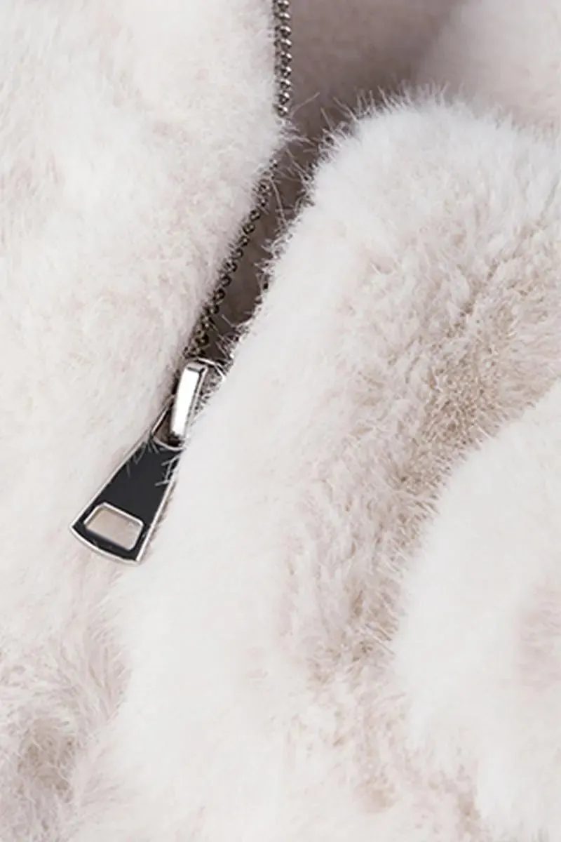 Cropped Faux Fur Bomber Jacket
